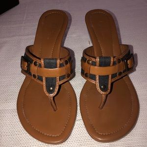 Cole Haan Thing Wedge Sandal Denim/ Sable Tan